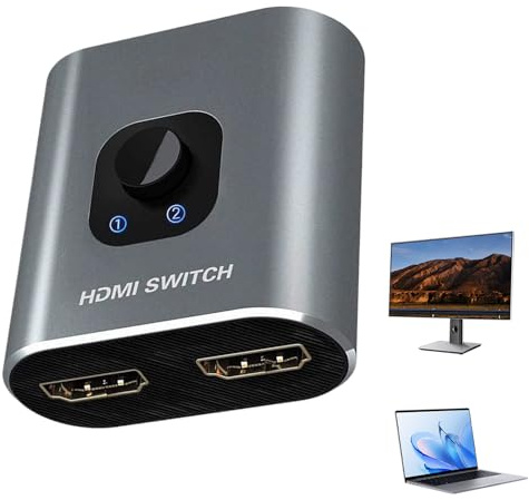 Video-Wähler,2 Eingänge 1 Ausgang Adapter und Verbinder | Plug-and-Play-Display-Adapter,Für PC Laptop Monitor TV Arbeit Studio Klassenzimmer Kontrollraum Videokonferenz Spielaufbau