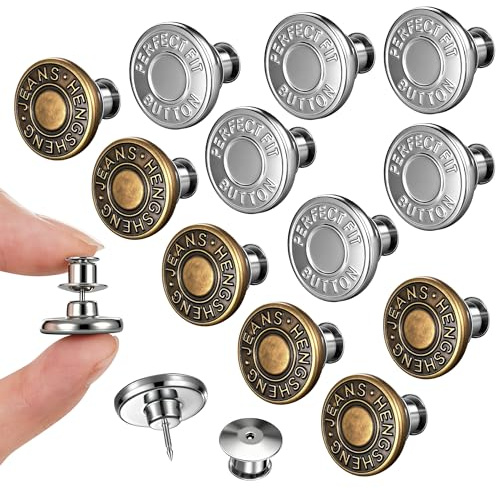 DESIOLE Set di 14 perni per jeans sciolti – No Sew, No Tools Needed! Pantaloni Button Tightener per vita, Reusable & Adjustable Metal Pants Buttons Kit