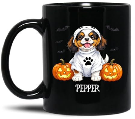 Mug Cavalier King Charles Spaniel Ceramic Cup Personalised with Your Text Mugs Cappuccino Coffee Mug for Men Women Kitchens Work 330Ml