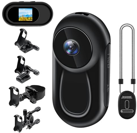 Nisanmoon Mini Action Kamera, HD 1080P Sport-Actionkamera, Daumen-Körperkamera, 120°-Helm-Sportkamera, Magnetische Actionkamera mit Automatischer Nachtsichtfunktion und Diversem Zubehör
