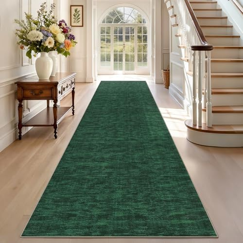 TEHWDAIYOU Teppich Läufer Flur rutschfest Küchenteppich 60 x 400 cm Waschbar Flurläufer Teppichläufer Fußmatte Lang Korridor Teppiche Läufer für Küche, Wohnzimmer, Schlafzimmer Grün