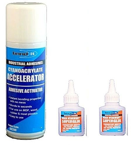 ACTIVATOR 400ML CAN + HIGH VISCOSITY SUPERGLUE 100g MULTI BUY PACK CYANOACRYLATE ADHESIVES INSTANT BONDING PROPERTIES