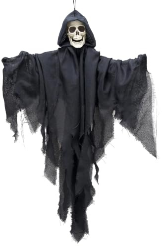 Dekoration Schwarzer Sensenmann zum Aufhängen 90 cm - Schwarz