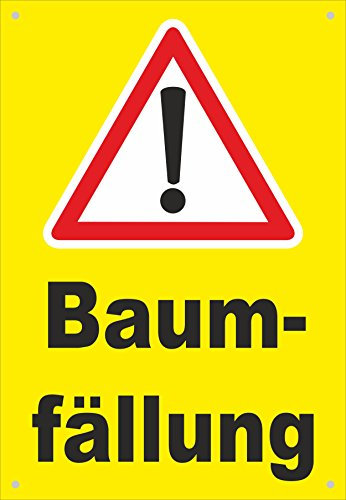 Absperr-Plane Absperr-Banner - Achtung Baum-fällung - 450x650mm mit Ösen – P00001-030-C - stabile PVC Werbe-Plane Werbe-Banner +++ in 4 Varianten erhältlich
