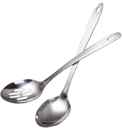 IMEEA Serving Spoons Large Slotted Spoon Stainless Steel Kitchen Cooking Spoons 12.8-Inch Long Handled Serving Spoon, Set of 2