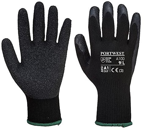 Portwest Grip Latex-Handschuh, Größe: XL, Farbe: Schwarz, A100K8RXL