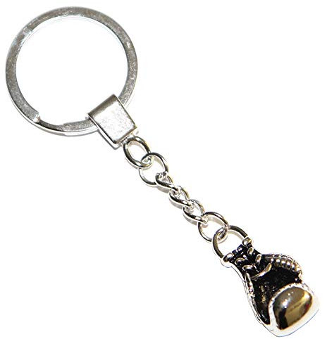 BAY Metall Boxhandschuh Schlüsselanhänger Mini Schlüssel-Anhänger Deko, Geschenk, Edelstahl, silber, massiv, Boxen, Kickboxen, MMA, Muay Thai, Thaiboxen, Krav Maga, Kampfsport, Boxing,