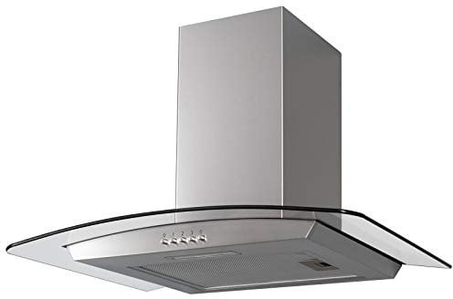 SIA CGH70SS 70cm Curved Glass Stainless Steel Chimney Cooker Hood Extractor Fan