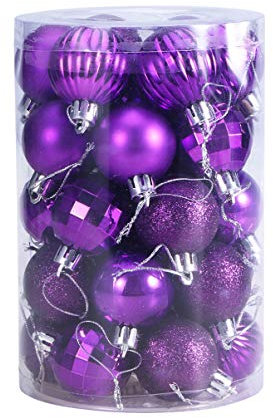Supvox 34 stücke Weihnachtskugel Ornamente bruchsicher weihnachtsschmuck weihnachtsbaumkugeln für Urlaub Party Decor 4 cm (lila)