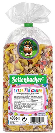 Seitenbacher Müsli extra für Kinder I Erdbeeren I Schokolade I Cornflakes I weizenfrei I (1 x 400 g)