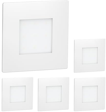 ledscom.de 5 Stück LED Treppenlicht/Wandeinbauleuchte FEX für innen und außen, eckig, weiß, 85 x 85mm, rot