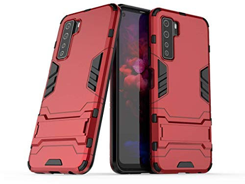 Wuzixi Cover per Huawei P40 Lite 5G,Custodia Antiurto Elegante e Robusta con Supporto per Telefono Cellulare,Cover per Huawei P40 Lite 5G.Rosso