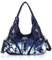 Angel Kiss Handtasche Damen Schultertasche Multifunktionale Umhängetaschen PU Leder mit Reißver Schlusstaschen (Tie Dye Blau)