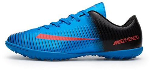 Football Boots Professional Soccer Shoes for Men Ladies and Youth Boys Girls Turf Trainers Lace Up Blue