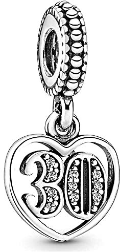 MariaFonte Charm New 2025 Compatibile Tutte Marche Bracciali Collane 30 Anni Compleanno Anniversario Laurea Ciondoli Originale Bead Argento 925 Mamma Portafortuna Cuore Famiglia Natale Donna