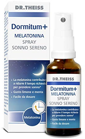 Dr. Theiss Dormitum + Melatonina per Dormire Bene 30 ml - Spray Integratore per Sonno e Addormentamento, con Estratto di Passiflora che Favorisce il Relax in Caso di Stress e Insonnia