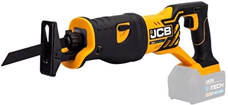 JCB 18v Cordless Reciprocating Saw, Bare Unit, Variable Speed & Adjustable Position Foot Plate, Tool - Free Blade Changing - Convenient and Easy to Use - 3 Year Warranty