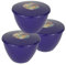Just Pudding Basins Pack of 3 Plastic Pudding Basins Medium to Large Sized Purple Food Safe Steaming Bowls and Lids (1.5 Pint Medium)
