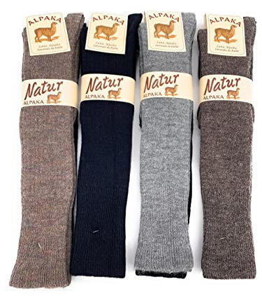 Frencis Chaussettes unisexes thermiques en laine et laine d'Alpaca, longues au genou avec élastique doux, homme et femme, chaussettes chaudes (4 ou 8 paires), 4 paires, 35-40