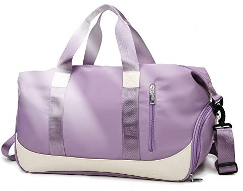 Keyck Sporttasche Damen Herren Reisetasche mit Schuhfach und Nassfach Groß 40L, Faltbar Wasserdicht ​Fitnesstasche Leicht Handgepäck Weekender Travel Bag, Tasche für Sport Gym Fitness, Violett