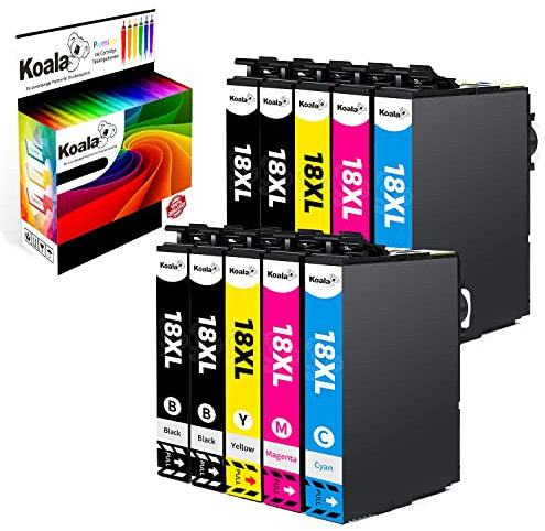 Koala 10 Druckerpatronen Kompatibel für 18XL T1811-T1814 für Expression Home XP-102 XP-202 XP-305 XP-405 XP-205 XP-302 XP-402 XP-415 XP-412 XP-315 XP-312 XP-215 4*Schwarz 2*Cyan 2*Magenta 2*Gelb