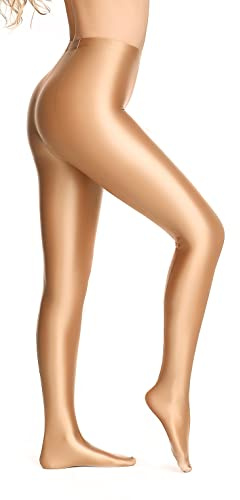 SOFSOT blickdichte glänzende Strumpfhose in Übergröße, Wet-Look, Fuß, glänzende Strumpfhose, Pilates-Yogahose, hohe Taille
