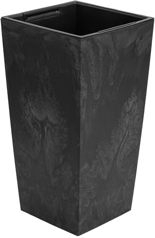 botle Fioriera da 2 l, effetto cemento, altezza 200 mm, vaso da fiori in plastica, vaso quadrato, cemento struttura antracite colore per interni/esterni, giardino, patio, soggiorno, terrazza