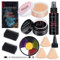 BOBISUKA Set de Maquillage Halloween: Peinture Corporelle pour Hématomes 6 Couleurs,Spatule de Maquillage,Spray de Faux Sang,Liquide Faux Sang,Eponges de Maquillage,Eponges Noires