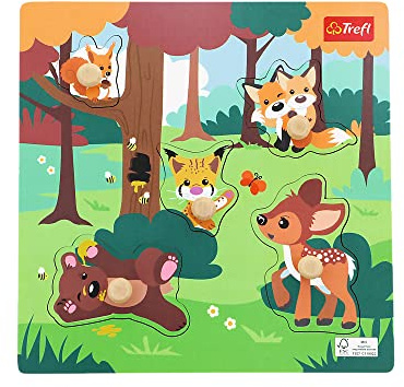 Trefl - Puzzle Forest, Wooden Toys - Holzspielzeug, Formpuzzle für Kleinkinder, Umweltfreundliches Naturholz, Safe Spielzeug für Jahre, für Kinder 18 Monate