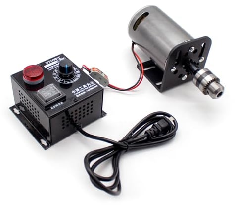 Toplionace DIY Doppellager Drehmaschine Bohrmaschine Set, einstellbare Geschwindigkeit 220V 350W DC Motorhalterung B12 Spannzange Drehzahlregler