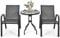 GIANTEX Juego de Muebles de Jardín 3 Piezas, 2 Sillas de Tejido Transpirable y Mesa de Café Redonda de Cristal, Estructura de Metal, Juego de Bistró para Balcón, Terraza