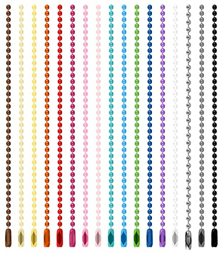 100PCS of colorful ball chain necklace,Metal Hanging Chains Metal Ball Chain with Connectors 2.4mm Iron Ball Chain Keychains DIY Necklace Jewelry Making Hanging Ornament Craft Ball Bead Keychain