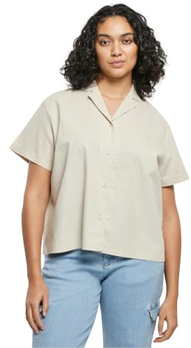 Urban Classics Damen Hemd Ladies Linen Mixed Resort Shirt softseagrass 4XL