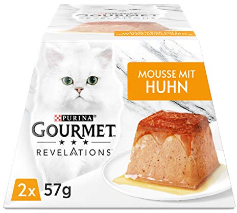GOURMET Revelations Mousse mit Huhn, überzogen mit köstlicher Sauce, Katzennassfutter, 2x57g Dose