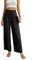 QIXING Weite Hosen Damen High Waist Palazzo Hose Gerade mit Taschen Yoga Stoffhose Damen Elegant Sommer Damenhose mit Gummizug (Schwarz, M)