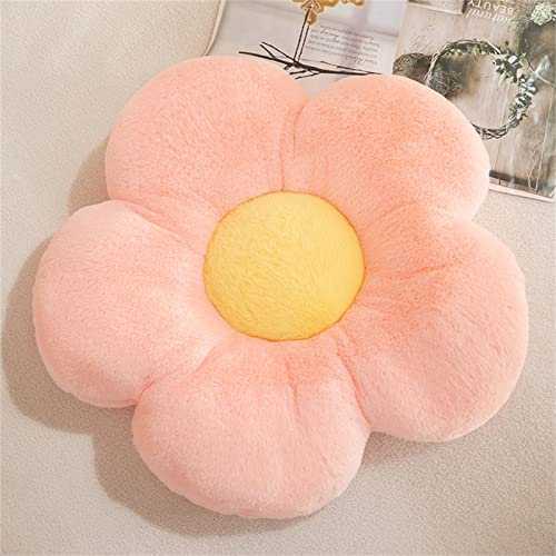 Coussin en peluche en forme de fleur mignonne - Décoration de chambre - Coussin de sol pour lire la voiture, regarder la télévision, canapé, chaise de voiture (35 x 35 cm, rose)