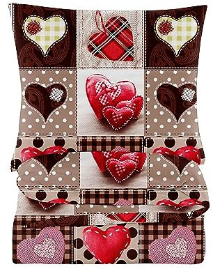 Cotton Market Bettwäsche 200x200 cm - Bettwäsche Baumwoll-Mikrofaser - Bettwäsche-Sets 2 Teilig - Bettbezug 200x200 cm und 2 Kissenbezug 70x80 cm - Rot und Braun, Herz