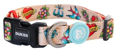 DUKIER - Hundehalsband, verstellbar und verstellbar, Neopren-Haustierzubehör, robust, Tattoo, Größe S