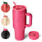 Bottle Bottle 40 oz Tumbler with Handle and Straw,Stainless Steel Vacuum Travel Mug,Car Cup with Straw, Stainless Steel Vacuum Water Bottle for Gifts Party Office Coffee (Doughnut Pink)