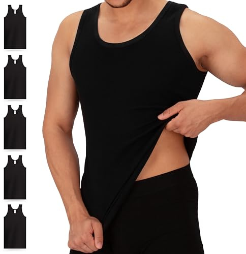 Celodoro Unterhemd Herren 5er Pack - FEINRIPP Tank-Top aus Baumwolle - Achselshirts für Männer