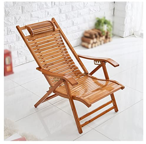 KOHARA Liegestuhl im Freien, Liegestuhl, moderner Holzstuhl aus der Mitte des Jahrhunderts, verstellbare 5-Positionen-Klappliege mit Kissentaschensessel für Strand, Hof, Pool, Terrasse