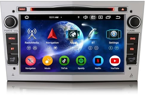 Erisin Android 13 4GB+64GB 8-Kern DVD Autoradio GPS Navi für Opel Antara Astra Corsa C/D Vectra Meriva Signum Vivaro Zafira Combo 7 Unterstützt CarPlay Android Auto DAB+ WiFiBluetooth 5.0 Canbus DSP