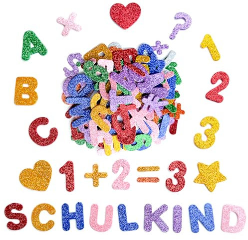 128pcs Schulkind Schulanfang Geschenke，Sticker Aufkleber für Einschulung Deko DIY Handwerk（mit Buchstaben und Zahlen）
