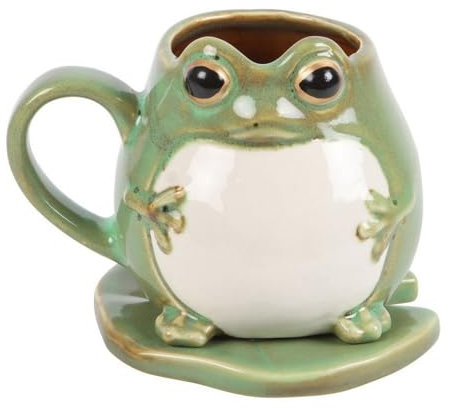 Insolite Ensemble tasse en forme de grenouille et dessous de verre Lily Pad
