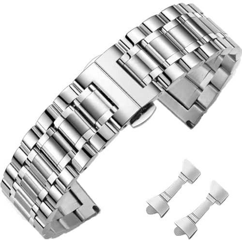 Nixiamy Uhrenarmband Metall Edelstahlarmband 14mm 16mm 18mm 19mm 20mm 21mm 22mm 24mm Edelstahl Gebürstet Armband Smartwatch klassisches Universal Ersatzarmband für Damen Herren