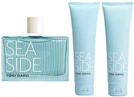 Toni Gard SEA SIDE WOMAN Set – Eau de Parfum 90 ml und Shower Gel 150 ml + Body Lotion 150 ml, blumig-frischer Damenduft mit Bernstein, Vetiver, Moschus, Rose, Zitrone