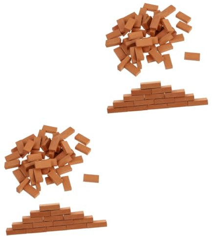 Vaguelly 200 Stück Mini Ziegel Mikro Landschaftsziegel Miniatur Ziegel Deko Ziegel Modell Feengarten Ziegel Miniatur Garten Ziegel Feengarten Wandziegel Miniatur Mikro Ziegel