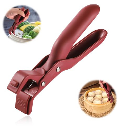 Anti-Scald Bowl Holder Clip, Plastic & Silicone Insulation Clip Anti-Skidding Hot Plate Gripper Anti-Scalding Bowl Clamp Pan Gripper Kitchen Accessories (Red)