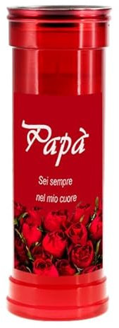 Cero Votivo Rosso P50 con dedica Per Il Papà - Durata 55 Ore - Cereria Di Giorgio
