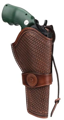 TOURBON Pistolenholster aus echtem Leder, Western-Cowboy-Gürtelholster, Revolver, Kurzwaffen-Tragetasche